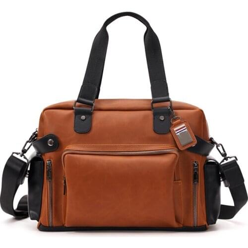 Fashion Thick Leather Handbag Men Women Briefcase 15 inch Laptop Messenger Bag Man Business Portfolio for Document Boy Schoolbag