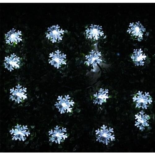 20 LED Solar Powered Snowflake String Lights 4.8m 16ft LED Fairy Light For Christmas Party Wedding Garden Decro