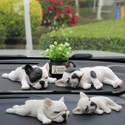 2021 Car Ornament Sleeping Position French Bulldog Car Decoration Cute Simulation Dog Interior Accessories