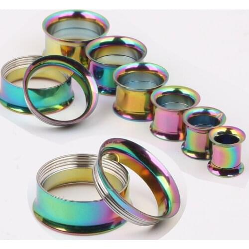 Screw flesh tunnel Free shipping F64 mix 5-20mm 72pcs/lot stainless steel rainbrow body jewelry ear tunnel