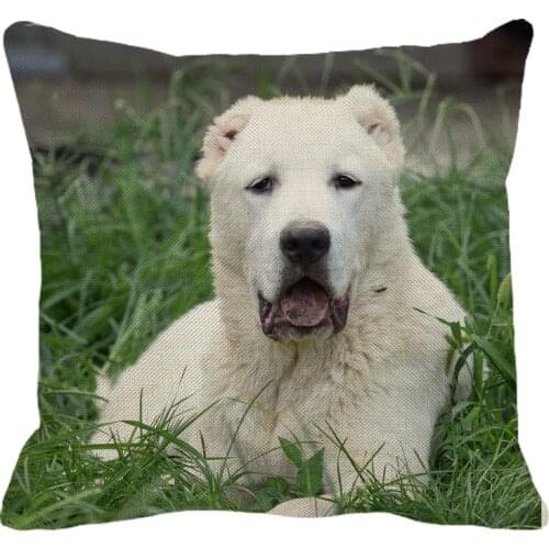 XUNYU 45cmx45m Cute Pet Dog Central Asian dog Pattern Linen Decoration Pillowcase Cushion Cover Sofa Waist Pillowcase PC008