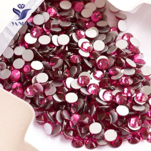YANRUO 2058NoHF SS16 1440Pcs Fuchsia Loose Rhinestones Non HotFix FlatBack Crystals Rhinestones Red For Garment Accessories