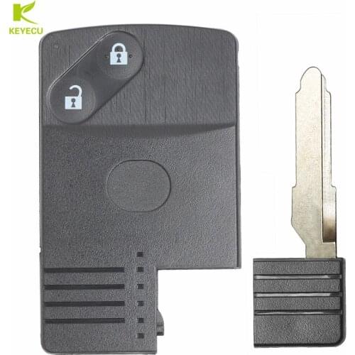KEYECU 2 Button Smart Card Shell Replacement Remote Key Shell for MAZDA 5 6 CX-7 CX-9 RX8 Miata With Smart Key Blade