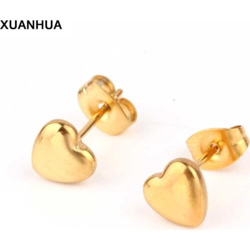XUANHUA Stainless Steel Heart Earrings Fashion Jewelry Stud Earrings For Women Jewelry Brincos Earrings 2019 Women Accessories
