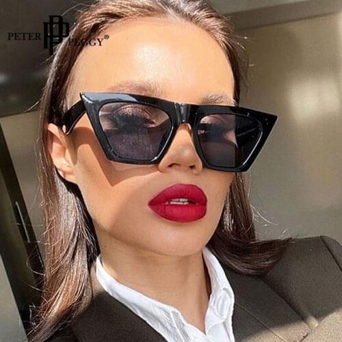 Vintage One Piece Candy Color Cat Eye Sunglasses For Women Gradient Elegant Square Eyewear Female Black Pink Shade Uv400 Glasses