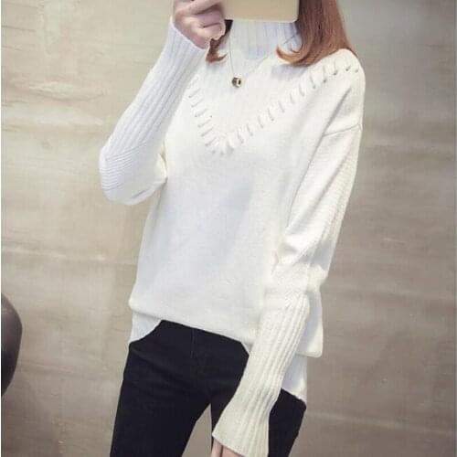 Women Sweater New Autumn Winter Turtleneck Knit Pullover Loose Large Size Long Sleeve Warm Sweater Female Jumper Casual Tops 268