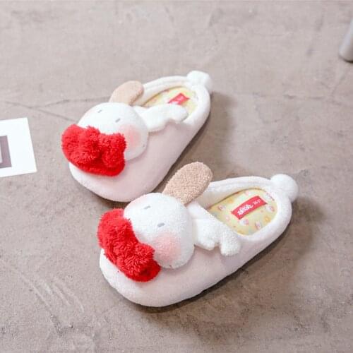 Winter Girl Cute Fluffy Cartoon Rabbit Soft Comfortable Warm Home Indoor Anti Slip Slippers Fluffy Rabbit
