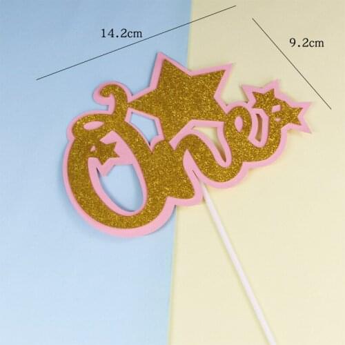 1pc Glitter Cake Topper One Star 1st First Happy Birthday Party Kids Girls Boys Baby Shower Anniversary Decoration Supplies