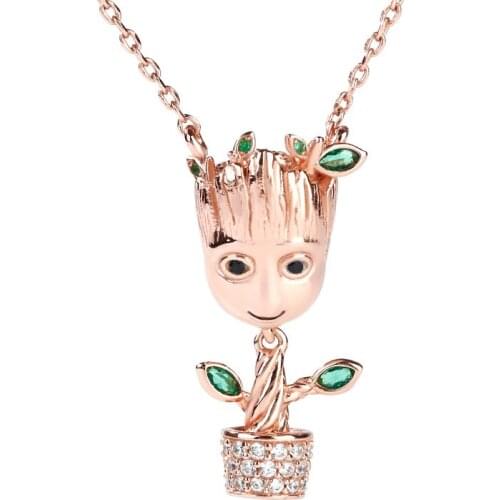 20pcs Baby Groot Necklace I am Groot Tree Man Pendant Link Chain Necklace Galaxy Jewelry Superhero Cosplay Costume Fandom Gift