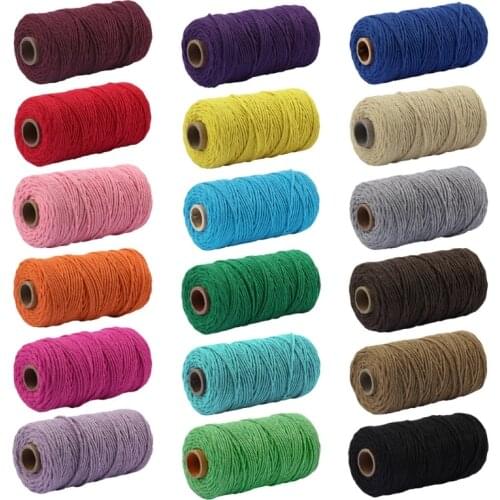 3mm Natural Macrame Cotton Cord Twisted String Rope for DIY Crafts Knitting Plant Hangers Wall Hanging Tapestry