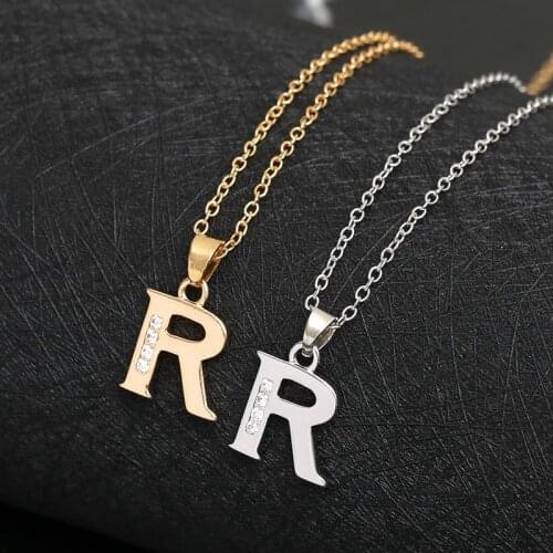 30pcs Family name gift Initial Letter R monogram alphabet Stainless steel alloy 26 English word sign pendant Necklace jewelry