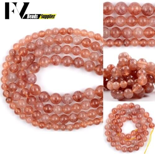 6/8/10mm Natural Sunstone Beads Angelite For Jewelry Making Needlework Diy Round loose Spacer Beads Bracelet Necklace 15”1strand
