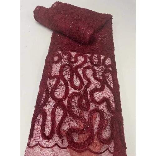 African Lace Fabric Tulle Lace Fabric Embroidery ZH-2188814 Lace Fabric With Sequins For Wedding Dress