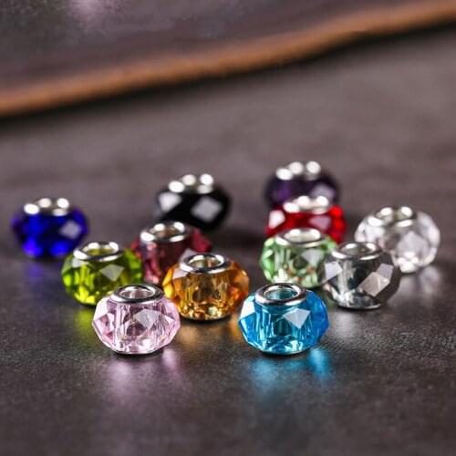 10pcs/lot 14mmx9mm Big Hole Crystal Beads for Jewelry Making Diy Accessories Multicolor Faceted Glass Spacer Beads Wholesale