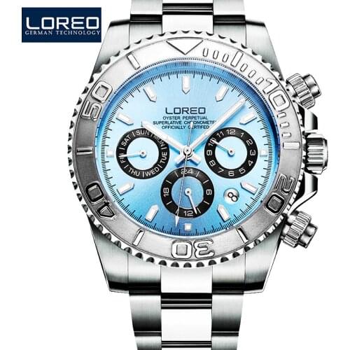 200m Waterproof Diving Automatic watches men self wind LOREO Luxury brand Multifunction Mechanical Watch Sapphire Luminous Watch
