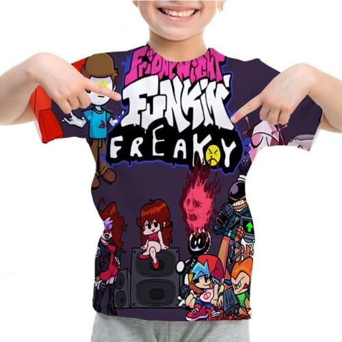 Game Fnf T Shirt Friday Night Funkin 3D T-Shirt Boys Girl Anime Tshirt Short Sleeve Children Summer Tops Tee Kids Kawaii Clothes