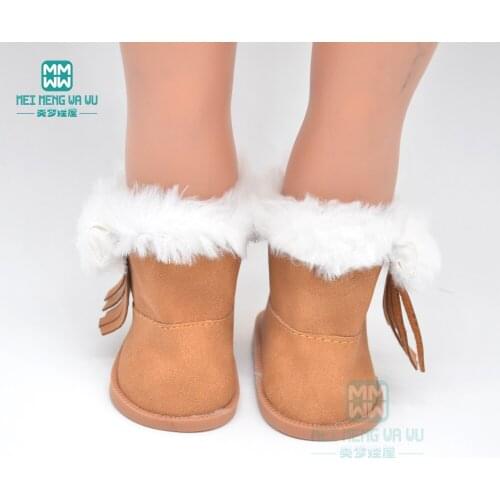 Mini baby shoes Khaki Thick boots fit 43 cm new born dolls accessories and American doll