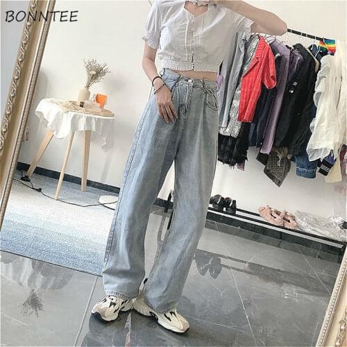 Jeans Women High Waisted Retro Unisex All-match Simple Trousers Denim Fashion Pockets Ulzzang Plus Size 5XL Blue Boyfriend Baggy