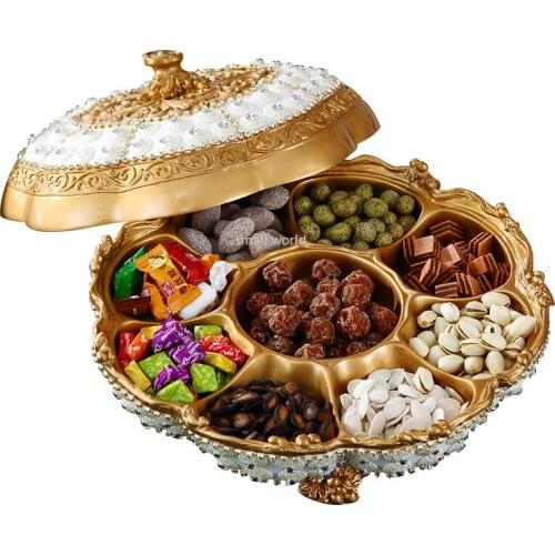 European style nut tray with lid home decoration living room coffee table divided candy box nut tray snack plate fruit plate