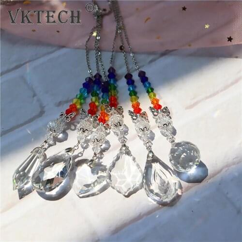 Crystal Prism Ball Ornaments Chakra Beads Rainbow Eye-Catching Chandelier Wedding Ddecoration Home Decor Wind Chimes Crafts