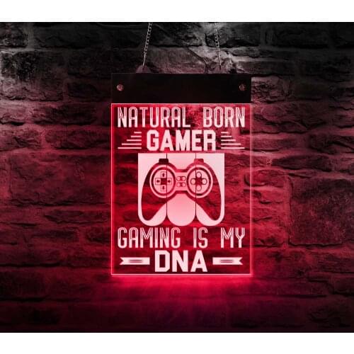 Gaming Is My DNA Natural Born Gamer Life Wall Lights Colors Changeable Remote Control LED Hanging Neon Sign Lighting Home Décor