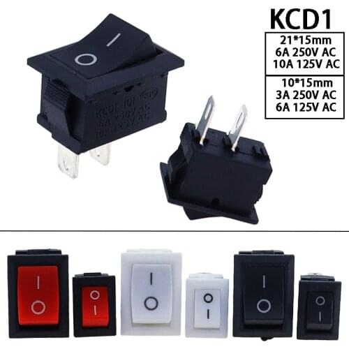 KCD11-101 3A/6A 250V 6A/10A 125V 10*15mm 21*15mm SPST 2PIN ON/OFF G130 Boat Rocker Switch Car Dash Dashboard Truck KCD1 switch