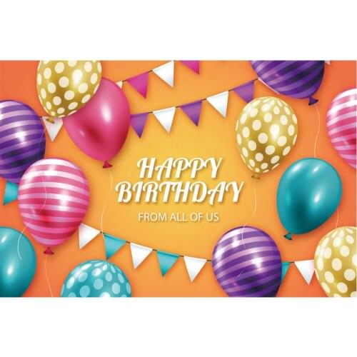 Colorful Balloon Birthday Party Orange Backdrop Photography Background Photo Booth Studio Decor