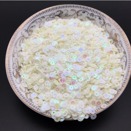50g 4mm Round Wheel Flower Loose Sequins Sewing PVC DIY Paillette Beige White AB