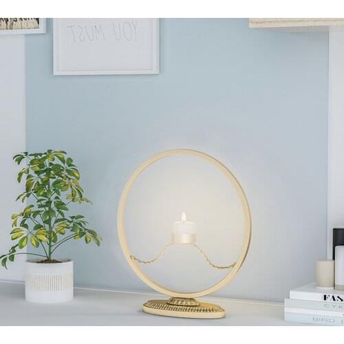 Round Candle Holder Nordic Wrought Iron Candle Holder Home Metal Candle Light Dinner Wedding Coffee Table Desktop Decoration