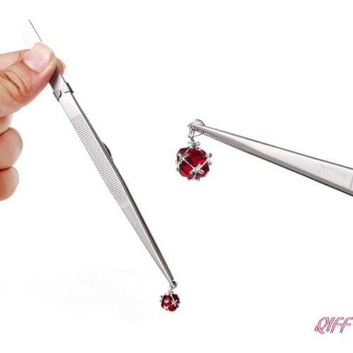 MR Jewelry Tweezer Lock Catch Tiny Diamond Stainless Steel Adjustable Craft Tool