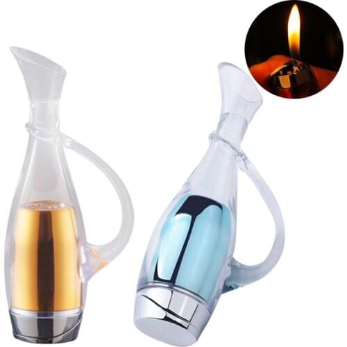 Decanter Shaped Inflatable Lighter Fashion Cigarette Metal Lighters Personality Creative Butane Gas Igniter