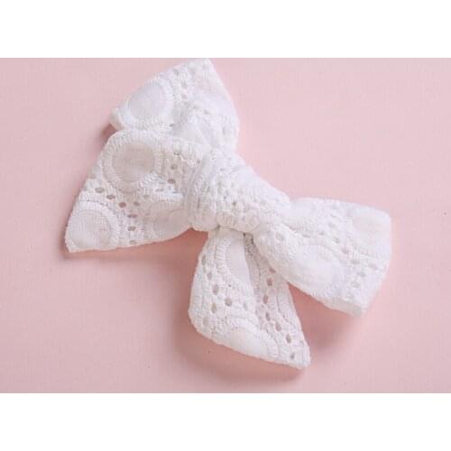 New Fashion Hollow Out Lace Bows Hair Clips 11*6.5cm 100% Cotton Handtie Hairpins Hair Accessories For Girls Head Wear