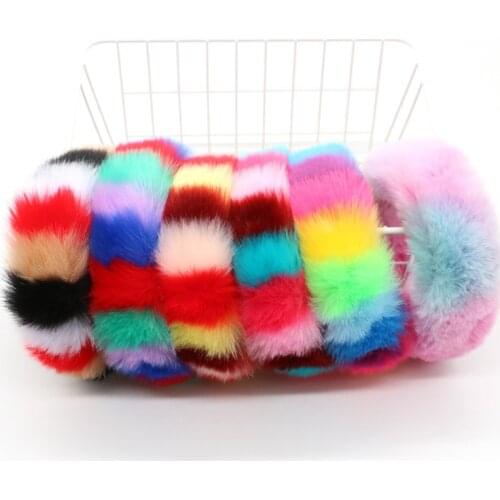 Autumn and winter new plush hairbands rainbow color children adult sell cute cartoon headbands