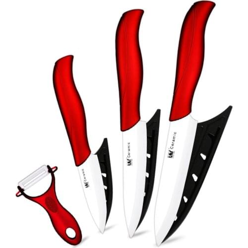 XYj Ceramic Knife 3 4 5 + Peeler 4Pcs Chef Utility Slicer Vegetable Peeler Kitchen Cooking Set Slicing Tools Cutter