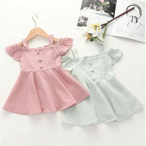 0-5 Years High Quality Summer Girl Dress 2021 New Floral Cotton Solid Draped Ruched Kid Children Clothing Girl Princess Dresses