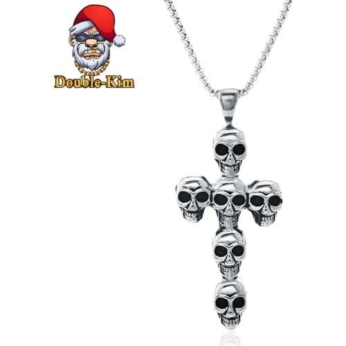 The Cross of A Skeleton Pendant Necklace Hip-hop Street Culture Titanium Stainless Steel Necklace Man Jewelry Exquisite Gift