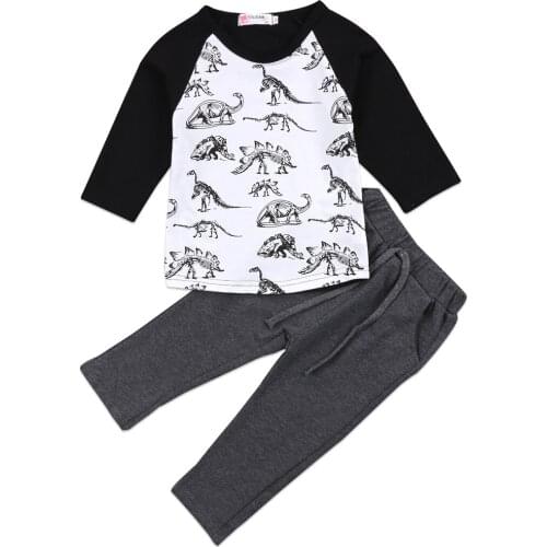 Casual Cotton Toddler Kids Baby Boy Outfits Clothes T-shirt Tops+Pants Trousers 2pcs Set Size 2-7Y