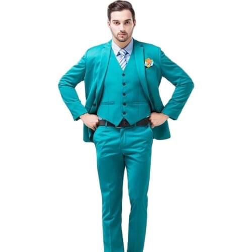 Blue Slim Fit Groom Wear costume homme Groom Tuxedos Groomsmen Best Man Suit Mens Wedding Suits Three Pieces(Jacket+Pants+Vest)