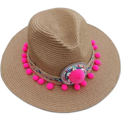 2021 Spring style Elegant Women artificial Straw Hat Winter Autumn Wide Woman Panama Sombrero Cap for Party Go to Beach