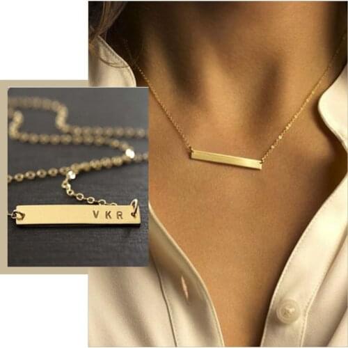 Chic Personalized Bar Chokers for Women Custom Horizontal Stainless Steel ID Bar Necklace Elegant Party Jewelry Custom Gift