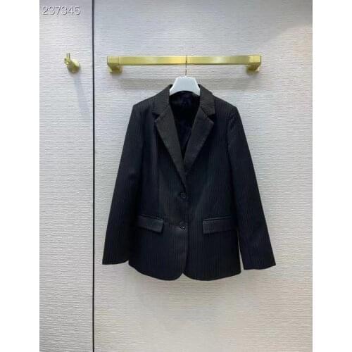 New 2021 Autumn Winter Womens Blazers Striped Print Formal Jackets Vintage Fashionable Office Lady Single Breasted Black Tops