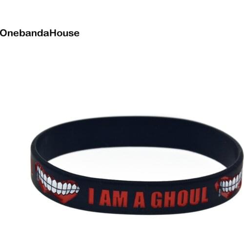 1PC I am a Ghoul Silicone Rubber Wristband Debossed Logo Black