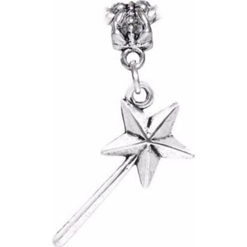 120pcs Zinc Alloy Magic Wand Star Fairy Princess Fairytale Charms Pendants For European Bead Bracelet 37 mm x 13 mm A12329