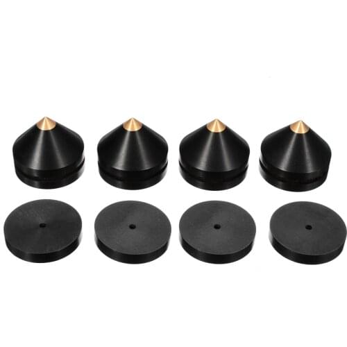 4pcs Ebony Speaker Spikes Stand Feet Audio Speaker Repair Parts 23x20mm DIY Isolation Spike Wooden Copper Stand Feet +Base Pad