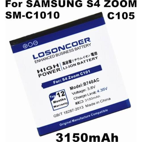LOSONCOER 3150mAh B740AE B740AC Battery for Samsung Galaxy S4 Zoom SM-C1010 C105 NX3000 I939D S4zoom C1010 Battery