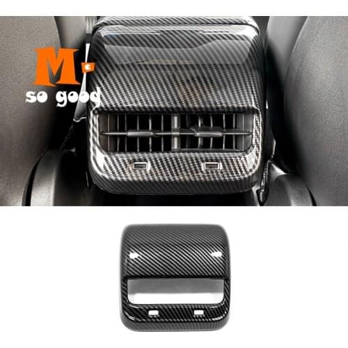 Car Back Rear Air Vents Outlet USB Cover Trim Sticker ABS Carbon Fibre for Tesla Model3 Model 3 2017 2018 2019 2020 Accessories