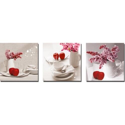 Free shipping modern home decorative painting Still life Fruits Painting on canvas 3 Panel Wall art With Framed W0060