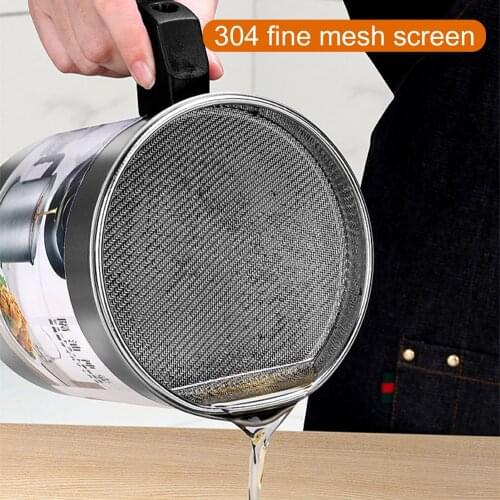 Large Capacity Convenient Practical Durable Multifunctional Stainless Steel Residue Filter Oil Storage Can with Strainer