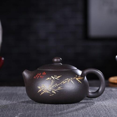 Clay pot genuine hand-made raw ore black cinnamon mud black diamond West Shi pot Kungfu Teapot Tea Set direct wholesale