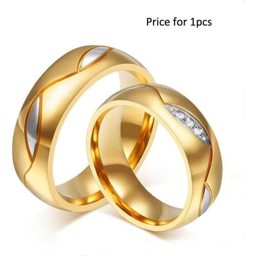 Hot sale AAA+ CZ couple rings for women men gold engagement wedding ring fashion jewelry